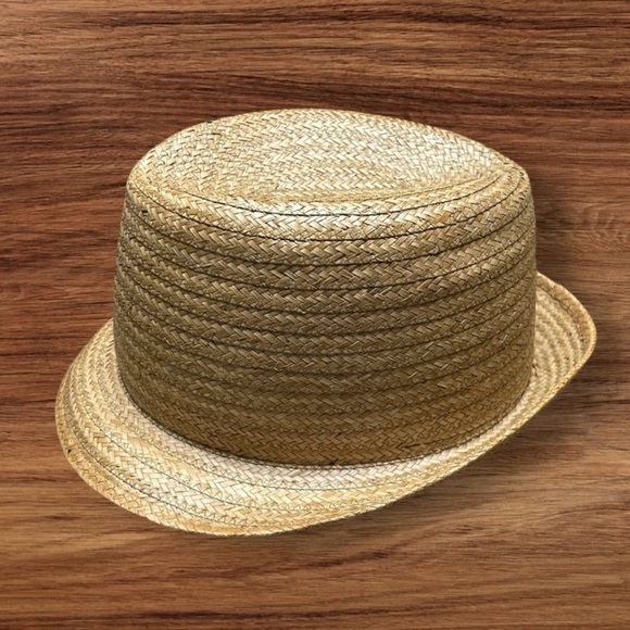 RAT PACK Cavanagh Palm Straw Boater Fedora Hat with in a 7 1/2 - Picture 7 of 7
